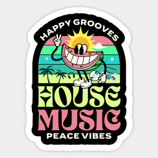 HOUSE MUSIC  - Happy Grooves , Peace Vibes (white/lime/pink) Sticker